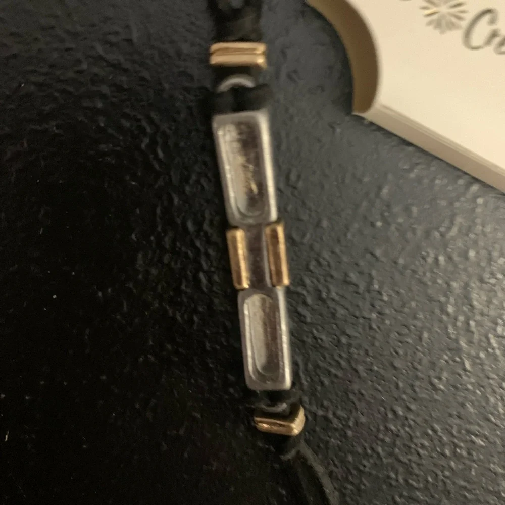 J#7 Classy Silver Necklace with Satin Cords and Silver/Gold Black Bracelet. - Picture 8 of 8